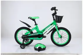 Детский велосипед Delta Prestige 18 2023 (зеленый, спицы, шлем) 1