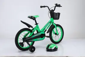 Детский велосипед Delta Prestige 16 2023 (зеленый, спицы, шлем) 1