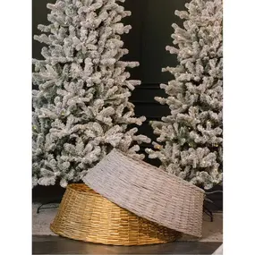 Корзина под елку из ротанга 80х28 см золото 1