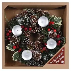Венок-подсвечник рождественский 28см Koopman 1