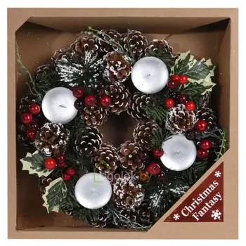 Венок-подсвечник рождественский 28см Koopman 1