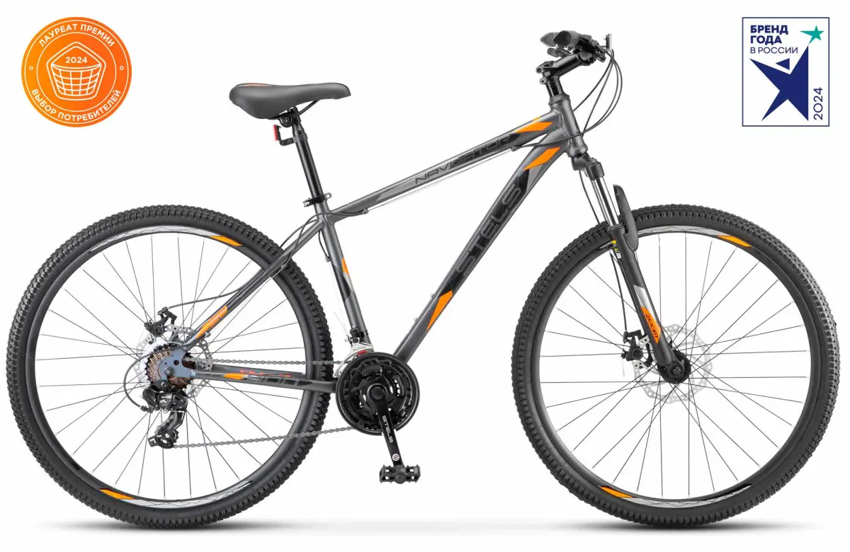 Велосипед Stels Navigator 900 MD 29 F020 р.19 2024 (темно-серый матовый/оранжевый) 1