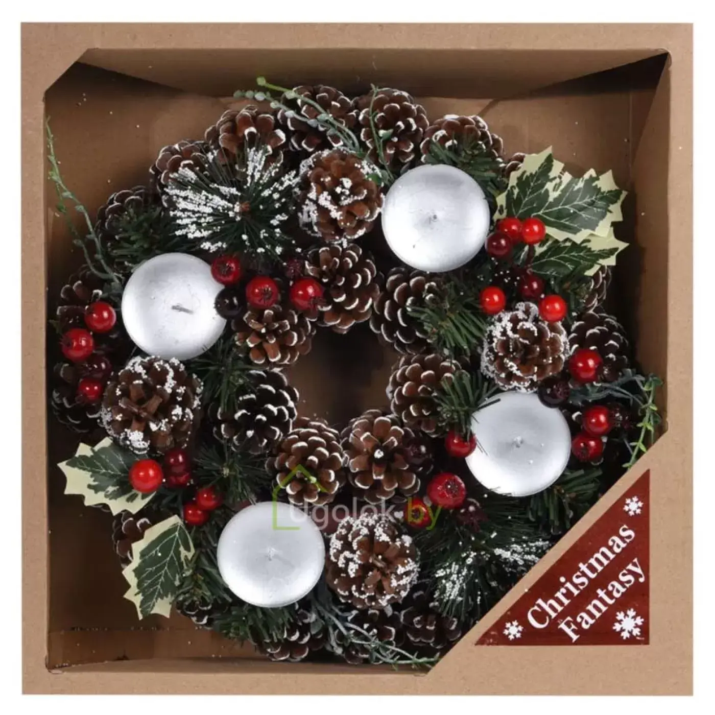 Венок-подсвечник рождественский 28см Koopman 1