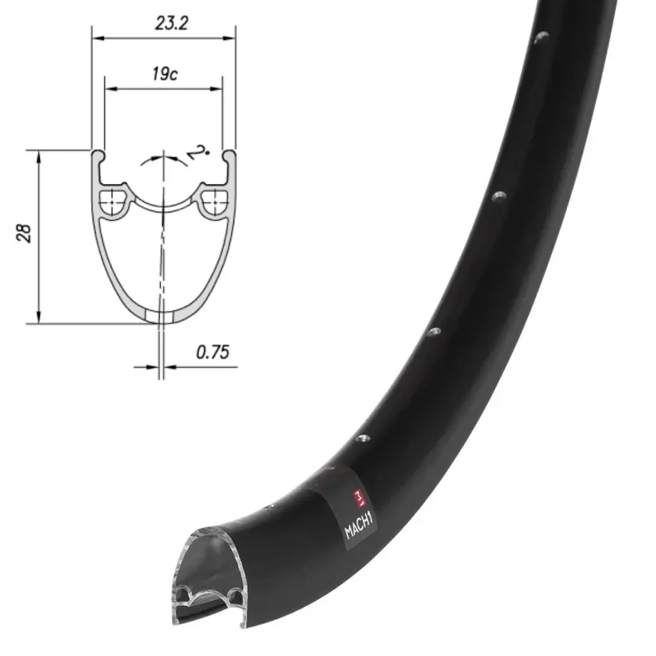 Обод Mach1, PULSE 19, 700C (622х19), 32отв., FV, disc, черный 1