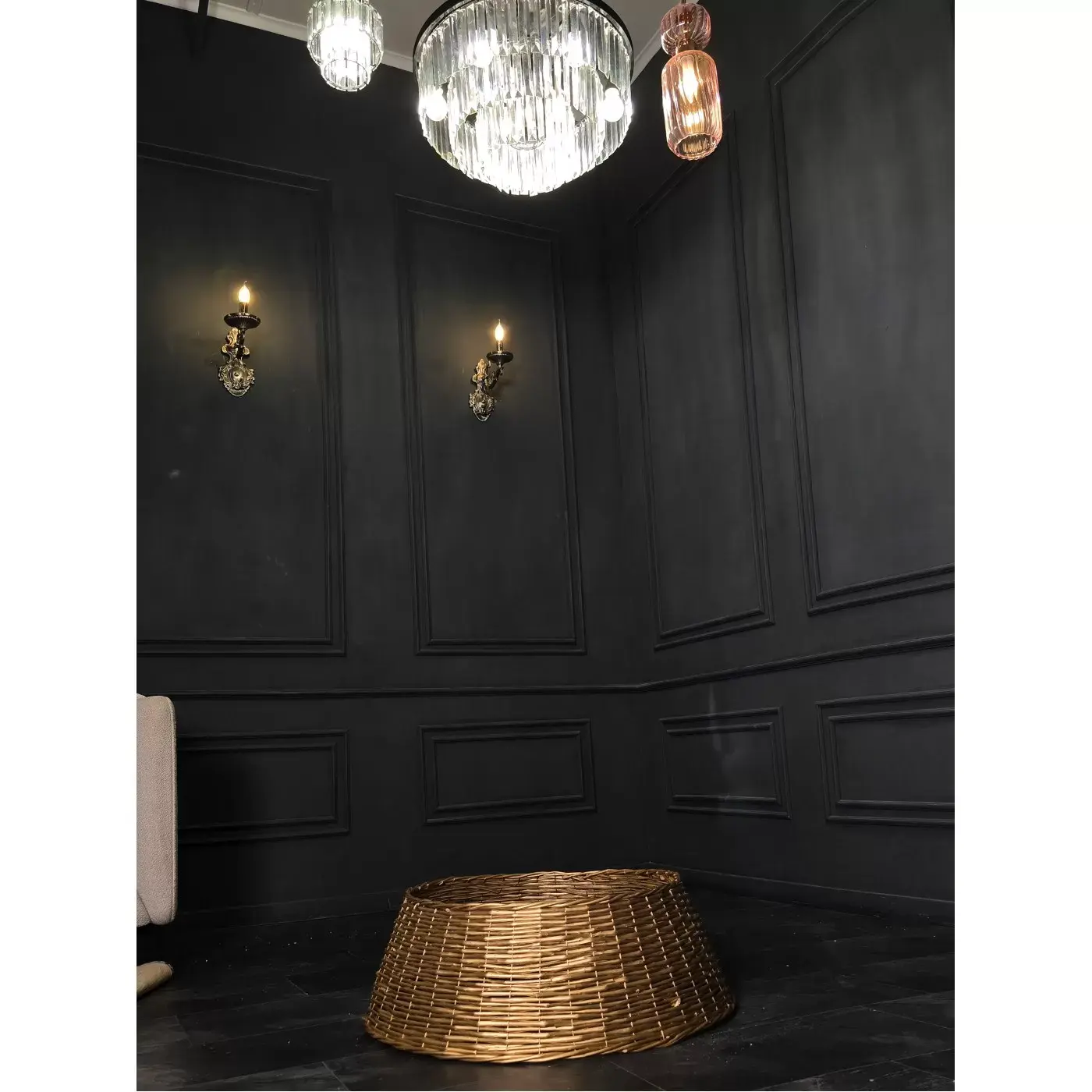 Корзина под елку из ротанга 80х28 см золото 1