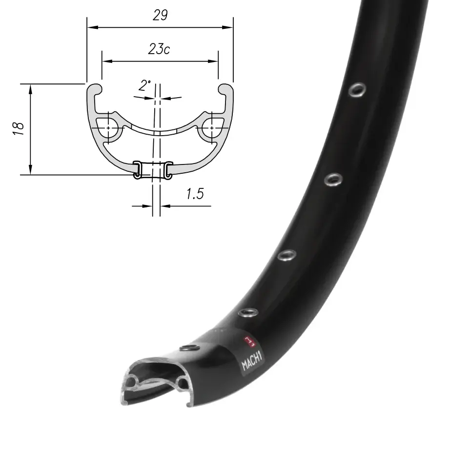 Обод Mach1, KLIXX 23, 27,5" (584x23), 32 отв., FV, пистон., disc, ETR, черный 1