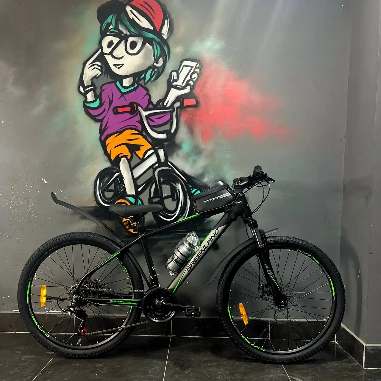 Велосипед Greenland Everest 26 1.0 черный-зеленый 2