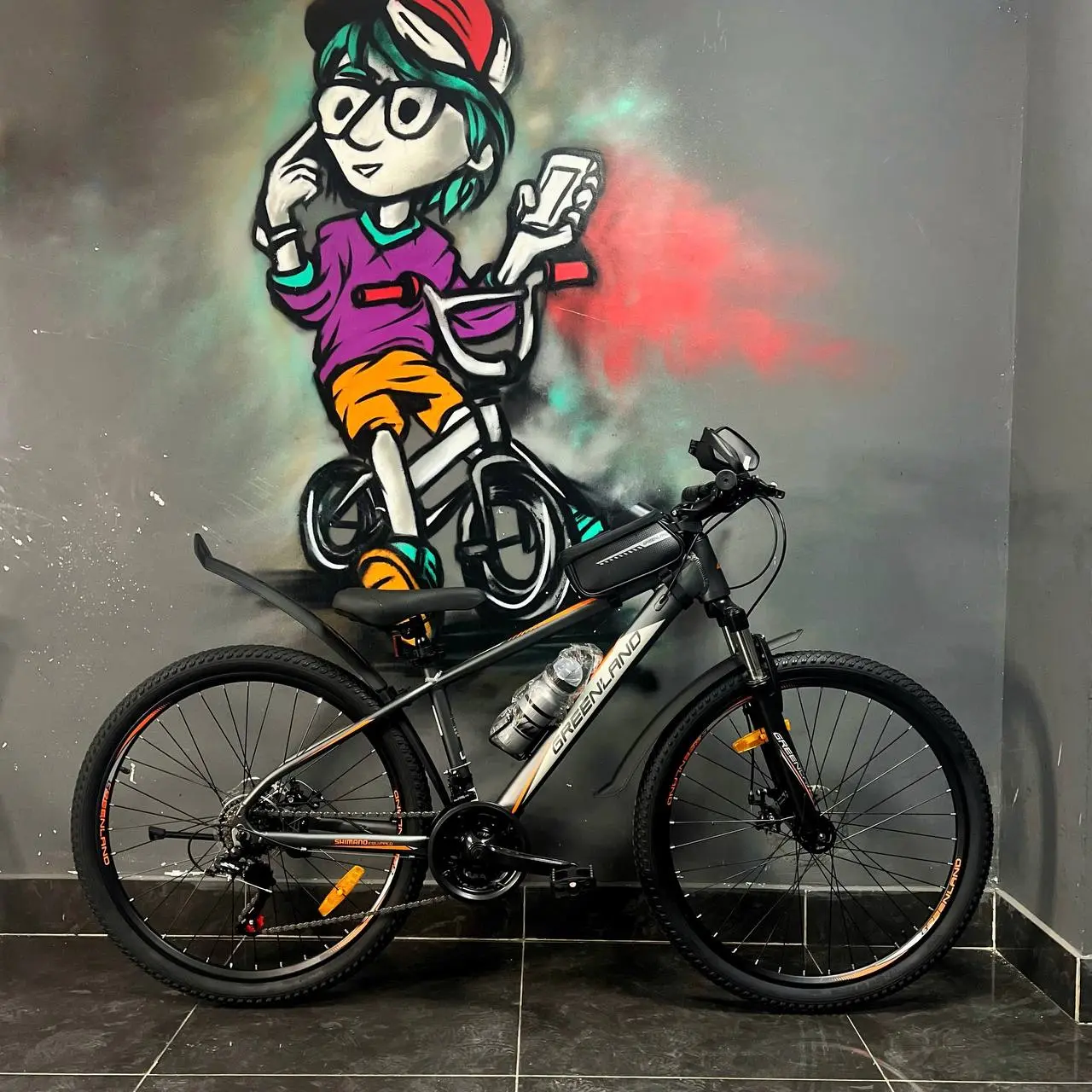 Велосипед Greenland Everest 26 1.0 черный-оранжевый 2