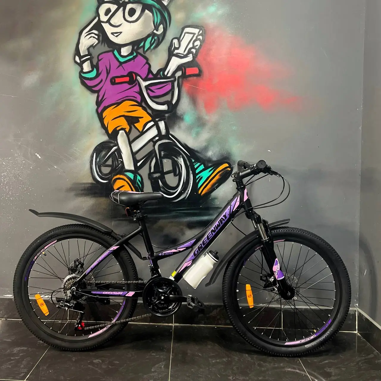 Велосипед Greenway 4930M 24 черный-фиолетовый 1