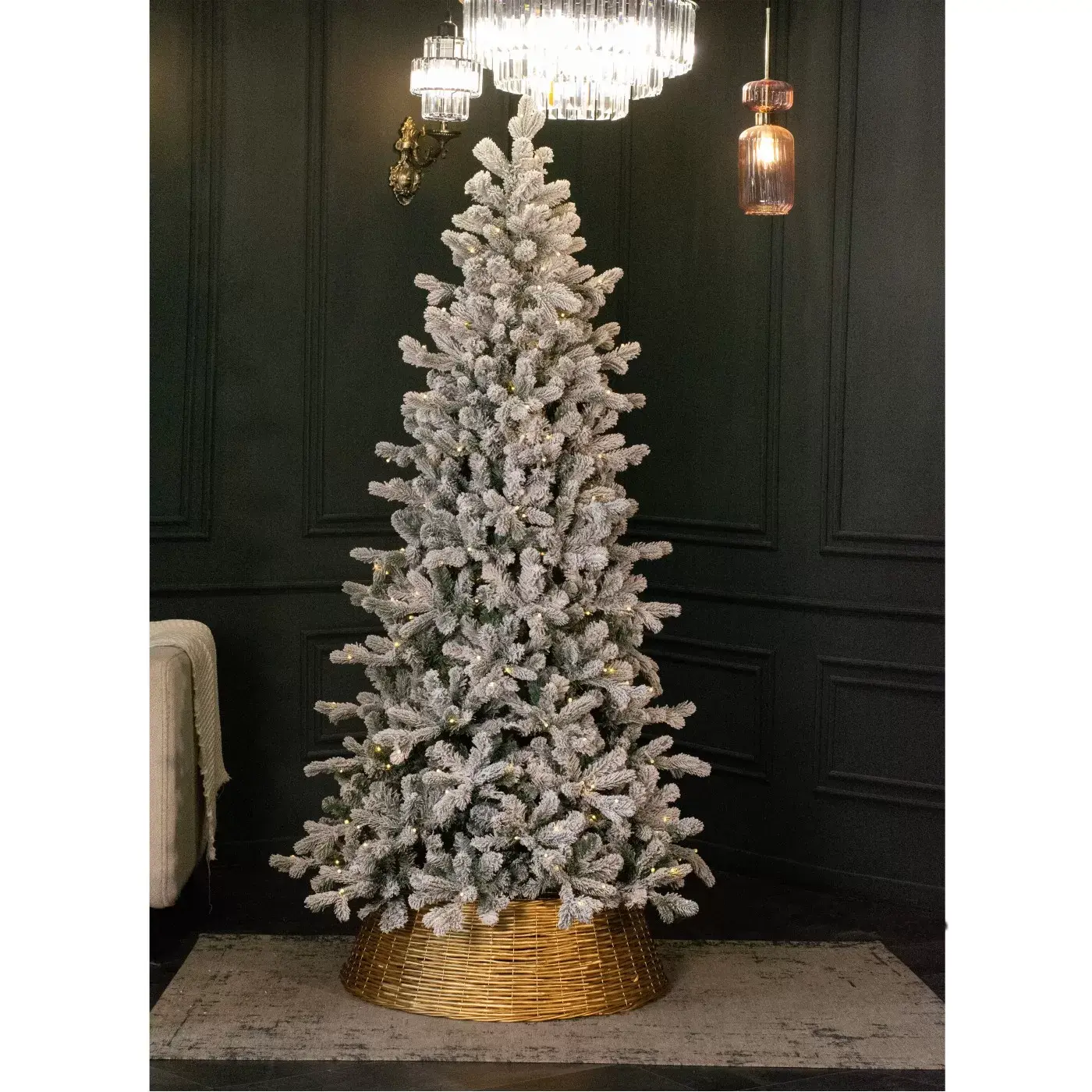 Корзина под елку из ротанга 80х28 см золото 1