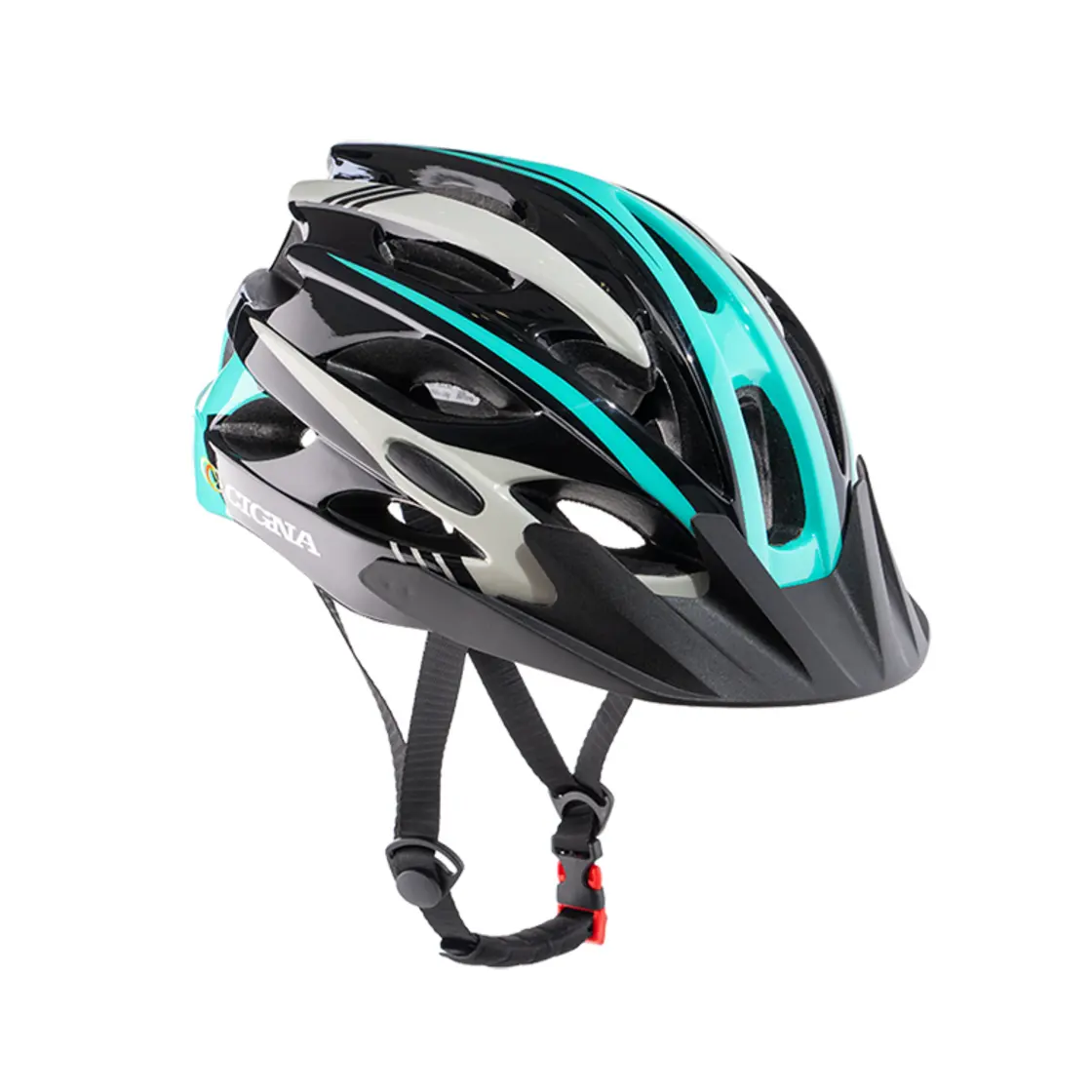 Шлем велосипедный Cigna WT-016 чёрный/бирюзовый/серый, L (57-61см) 1