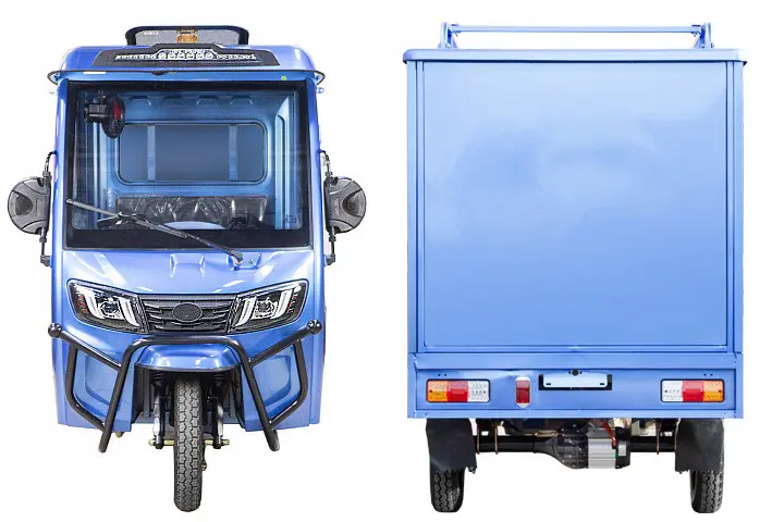 Грузовой электротрицикл Rutrike КАРГО Кабина Дуал темно-синий 1