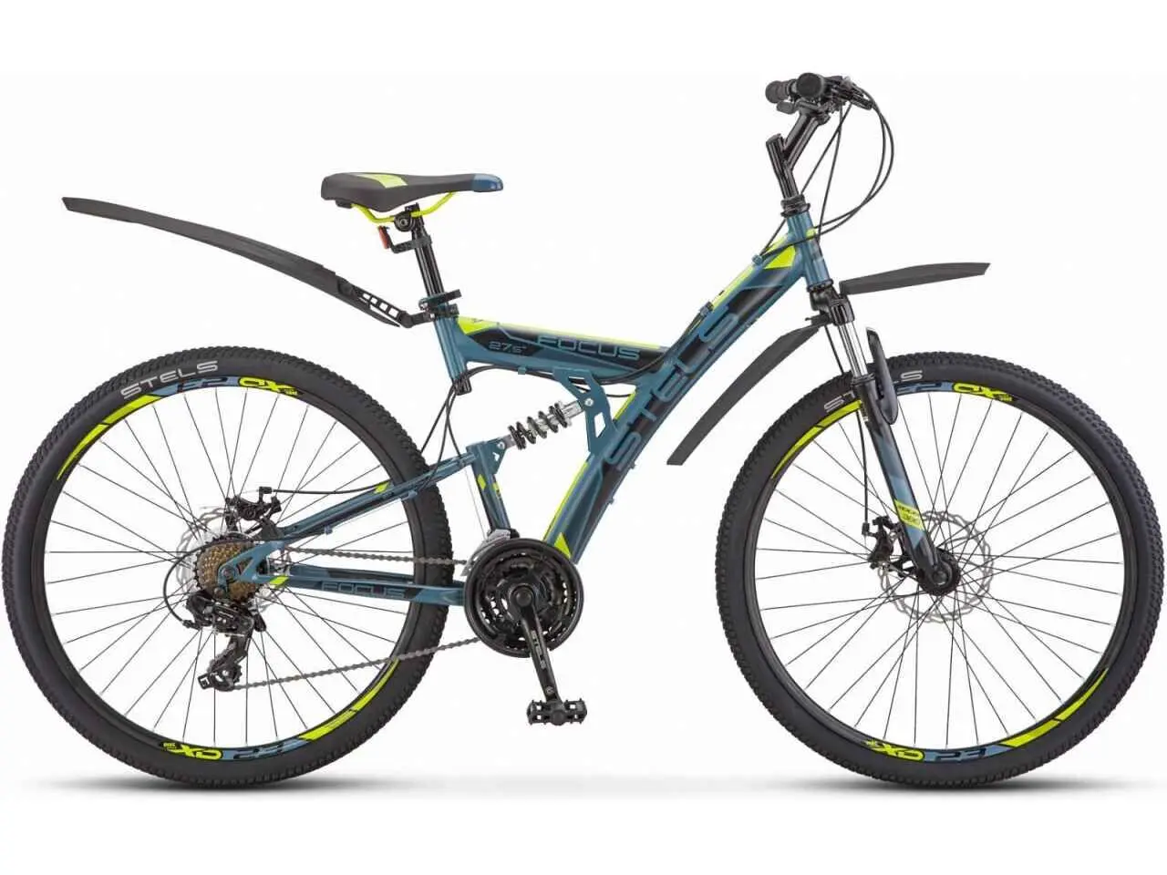 Велосипед Stels Focus MD 21-sp 27.5 V010 2023 (серый/желтый) 1