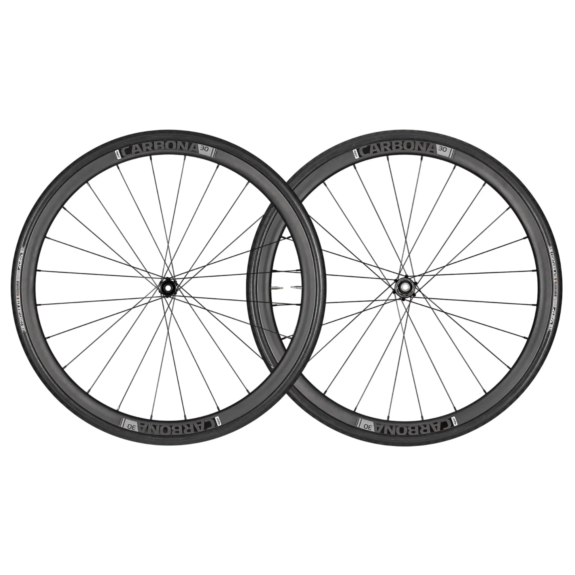 Колеса TUFO, Carbona TG 30 TR, 28"(622х18), карбон, клинчер, бескамерные, под оси 12/100-12/142, centerlock, HG, с покрышками Comtura 4TR (25-622) 1