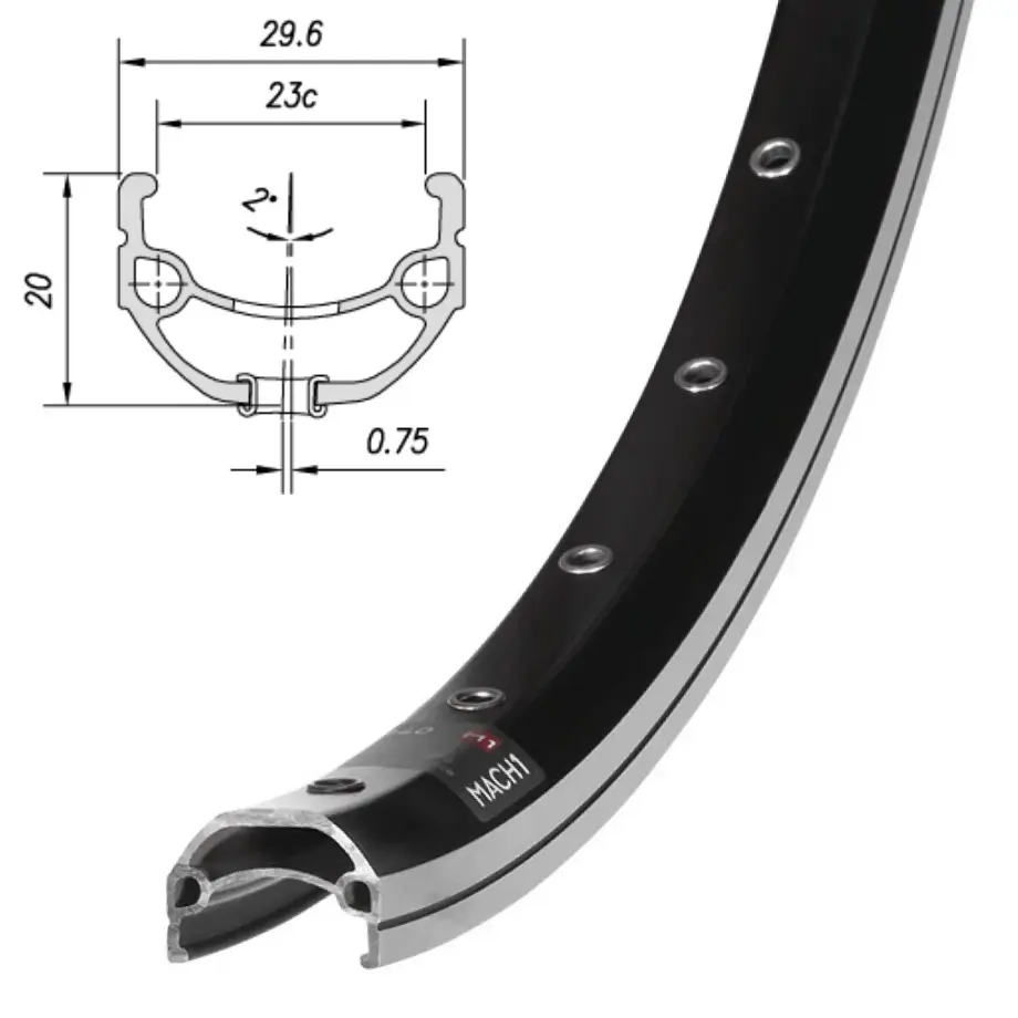 Обод Mach1, 840, 28" (622х23), 36отв., AV, пистон., черный 1