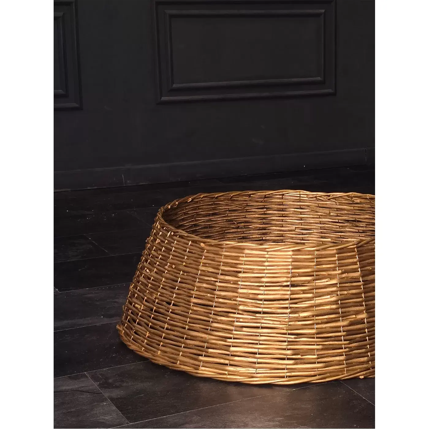 Корзина под елку из ротанга 80х28 см золото 1