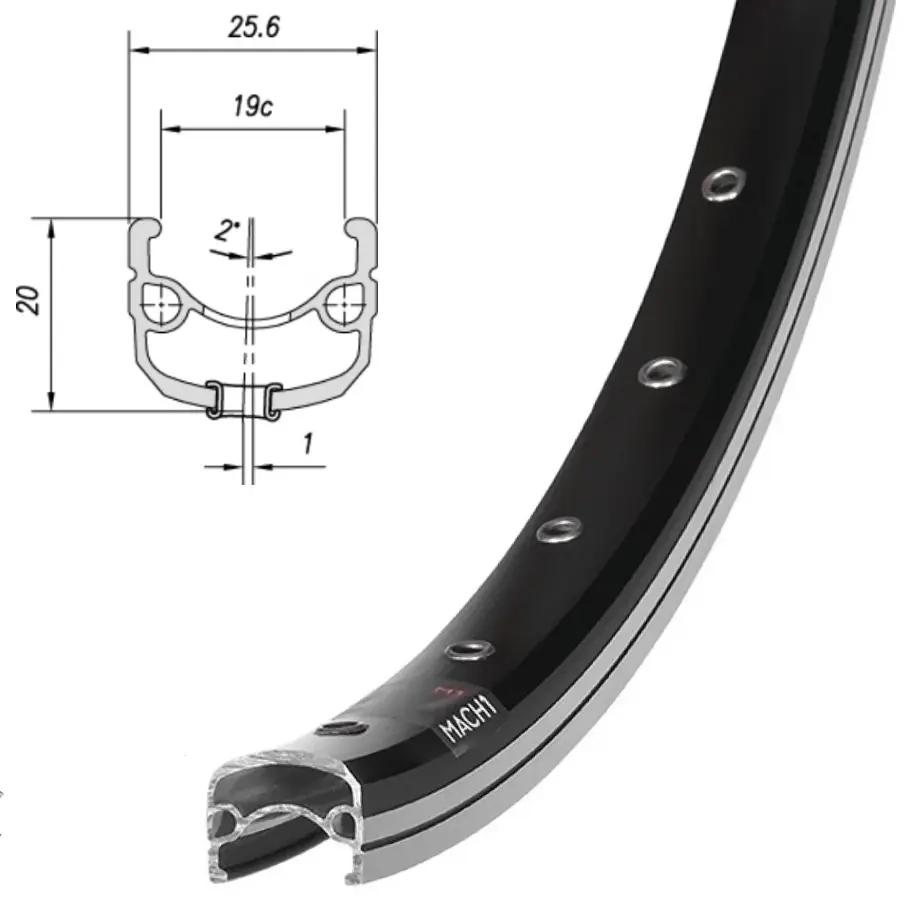 Обод Mach1, 260, 26" (559х19), 32отв., AV, пистон., черный 1